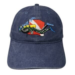 Trident Strapback Baseball Cap Blue One Size Adjustable Embroidered Cotton